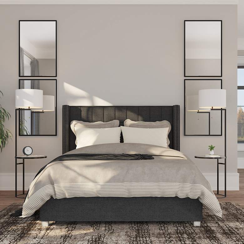 Image 1 360 Lighting Space Saver 62" High Glass Tray Table Floor Lamp in scene