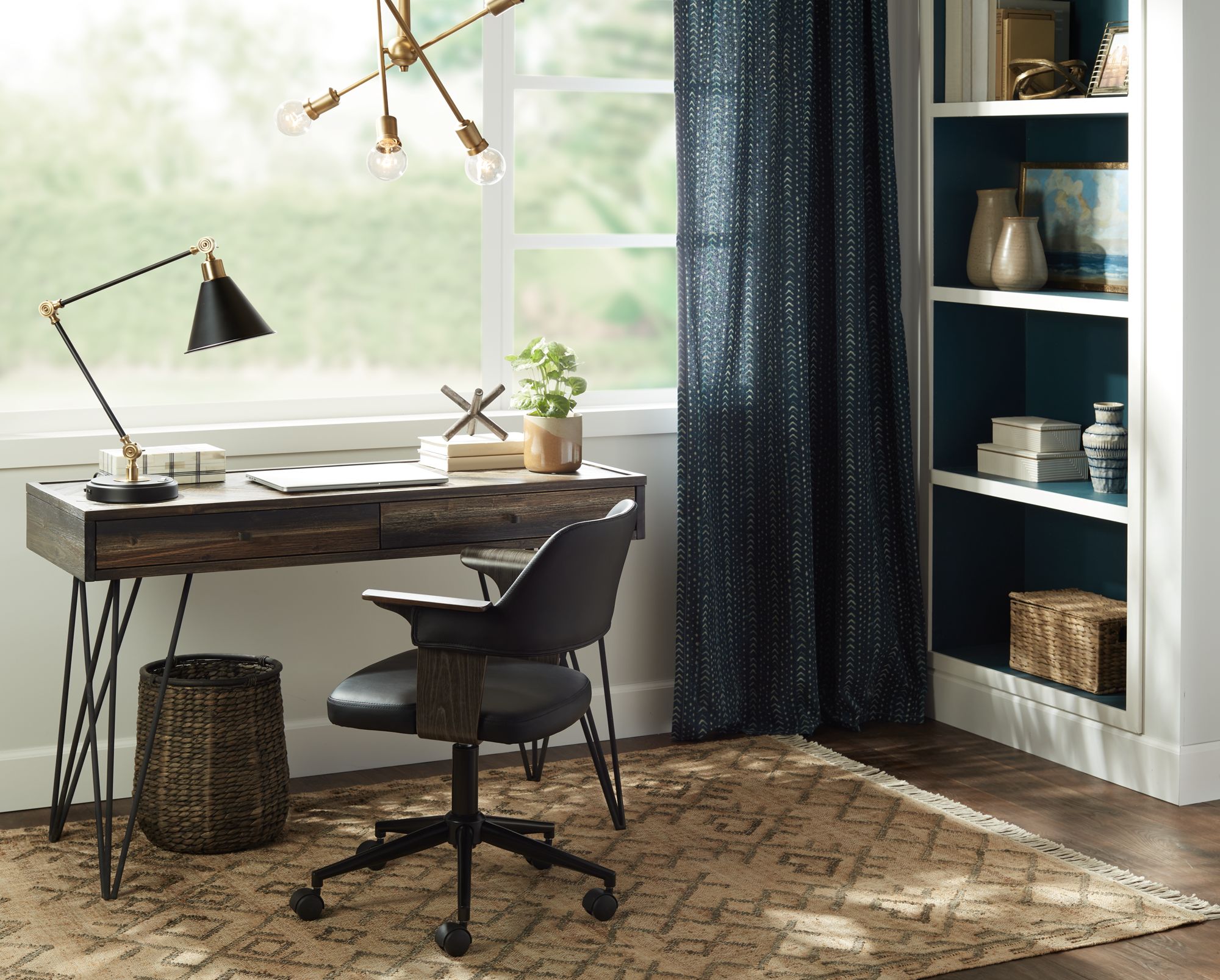 Image 1 360 Lighting Wray Black and Brass Adjustable USB Desk Lamps Set of 2 in scene