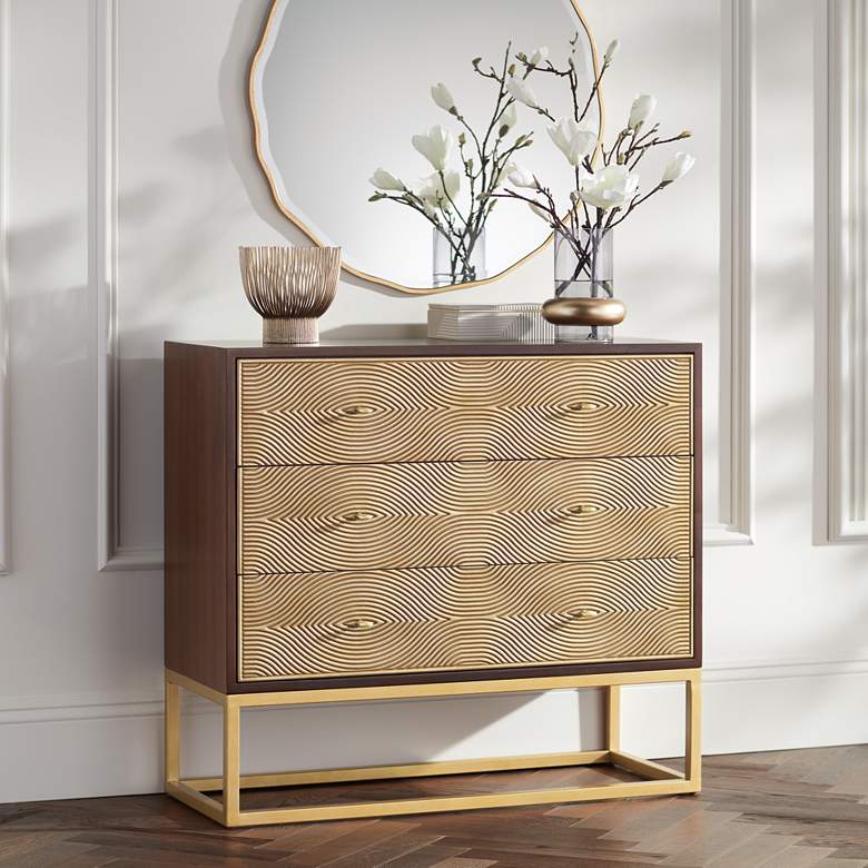 Image 1 55 Downing Street Alban 39" Wide Modern Luxe 3-Drawer Chest in scene