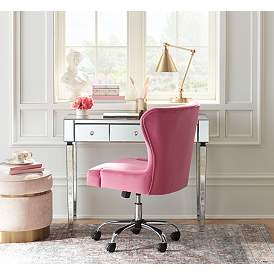 Image1 of Erin Pink Fabric Adjustable Office Chair with Wheels in scene