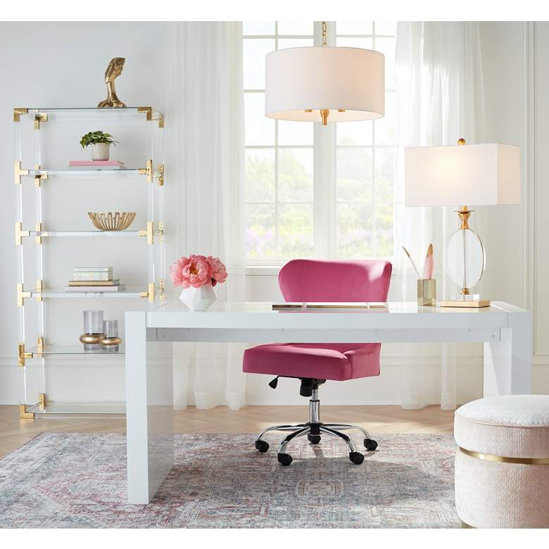 Image 1 Possini Euro 20" Wide Warm Gold Pendant Light with White Shade in scene