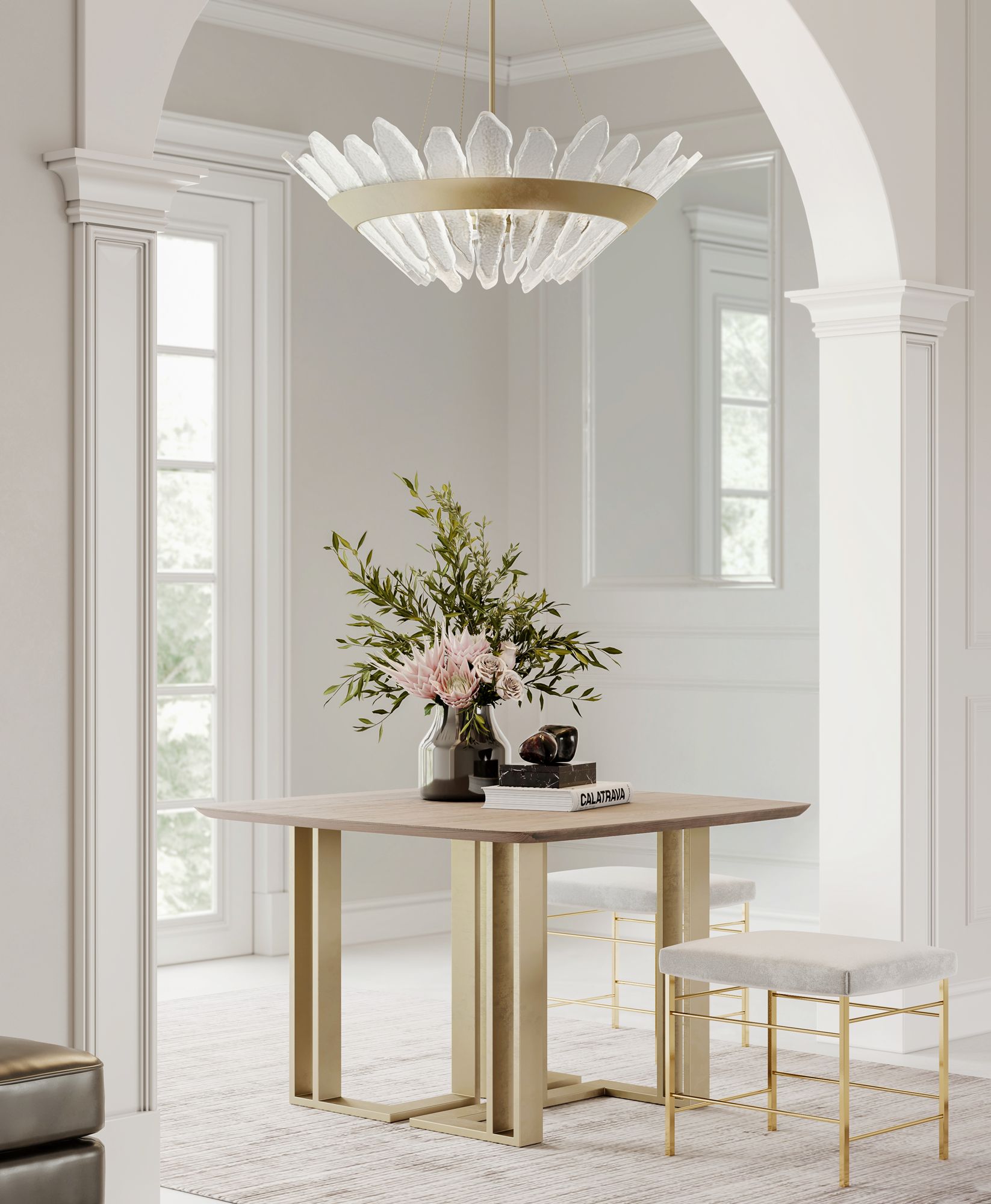 Stiffel Hartford 29" Wide Gray Iron and Glass Modern Pendant Light in scene