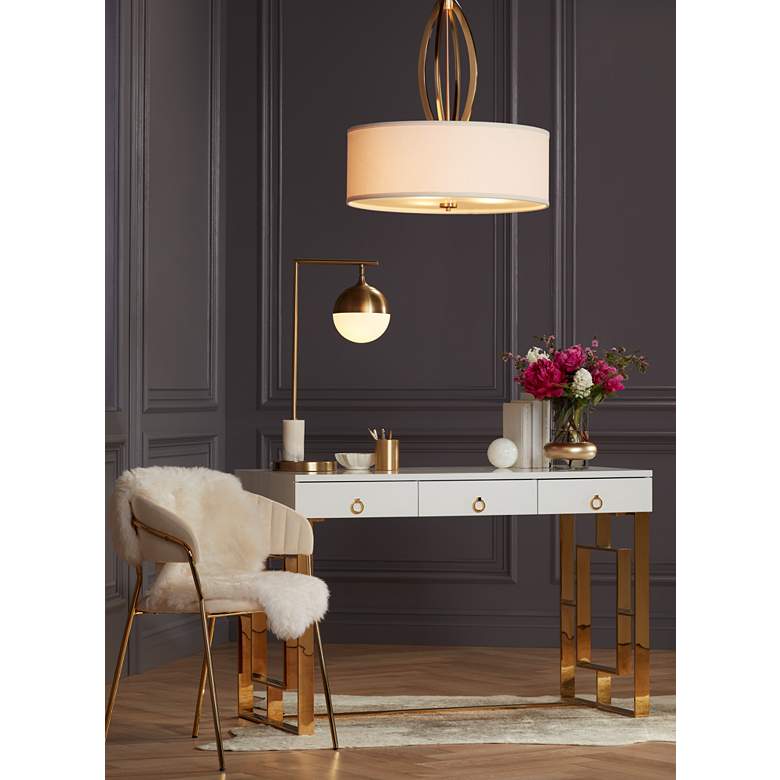 Image 1 Possini Euro Luna Warm Gold and Marble Desk Lamp with USB Port in scene