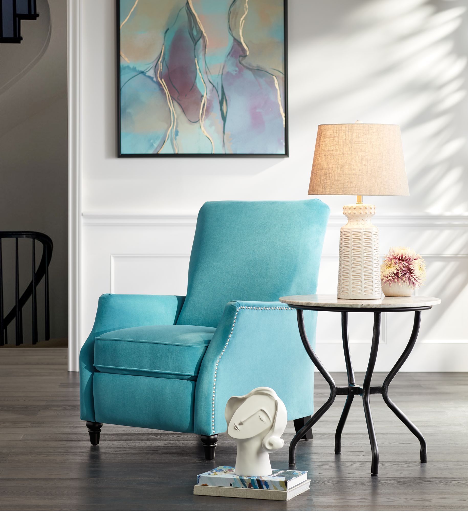 Recliner chair teal hot sale