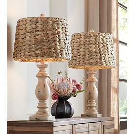Image1 of Regency Hill Carlisle Weathered Sea Grass Shades Table Lamps Set of 2 in scene