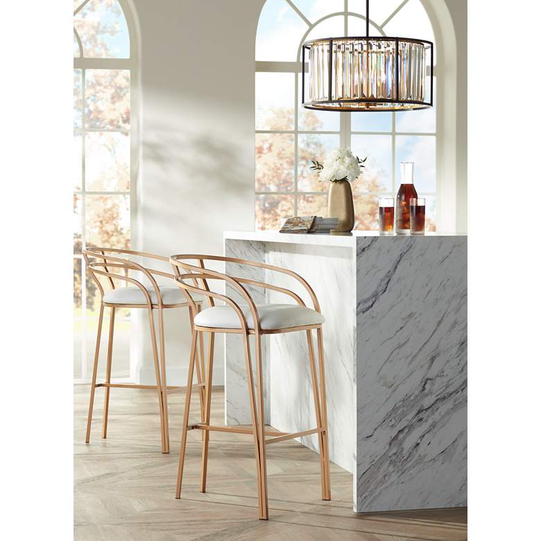 Image 1 Tanner 30" Luxe Gold and White Barstool in scene