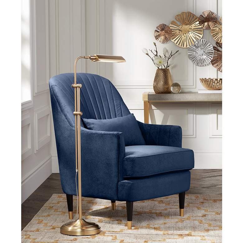 Image 1 Austen Navy Velvet Tufted Armchair with Pillow in scene