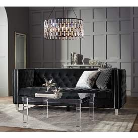 Image1 of Bristol 36" Square Clear Acrylic and Glass Modern Coffee Table in scene