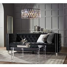 Image1 of Regency Hill Aurelia 26 3/4" Bronze and Clear Glass Drum Pendant Light in scene