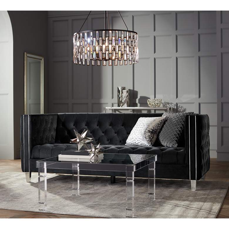 Image 1 Bristol 36" Square Clear Acrylic and Glass Modern Coffee Table in scene