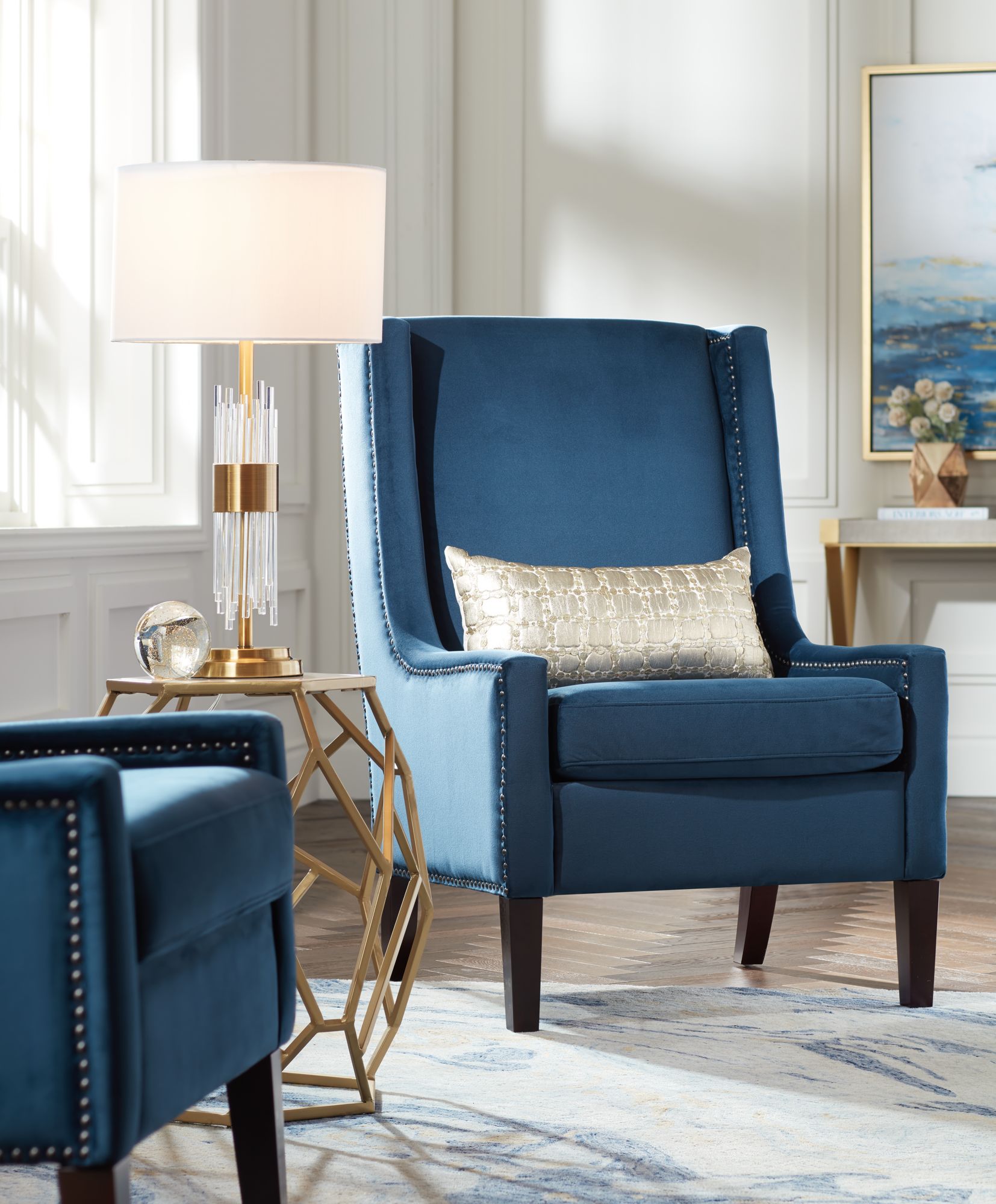 Navy velvet 2025 accent chair