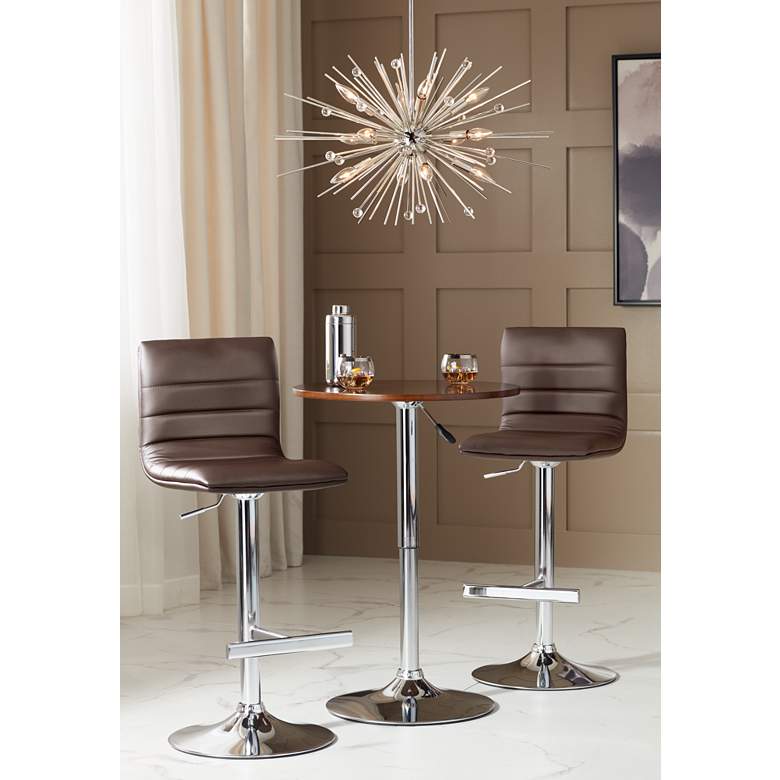 Image 1 Bentley 23 1/2 inch Wide Wood and Chrome Adjustable Pub Table in scene
