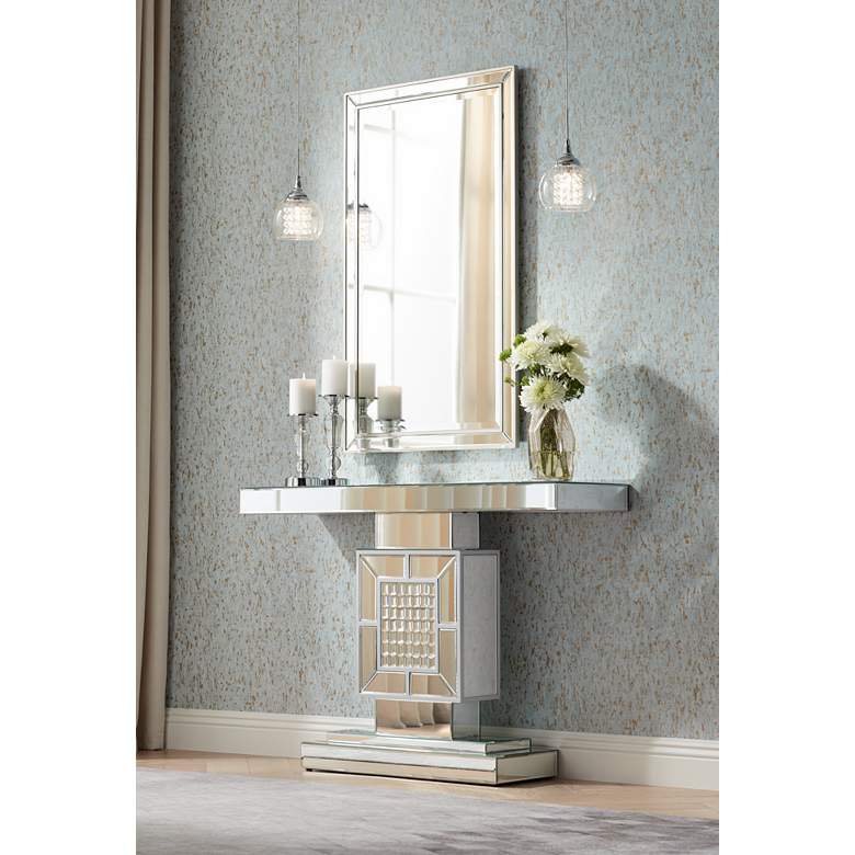 Image 1 Medina 44" Wide Mosaic Mirrored Console Table in scene
