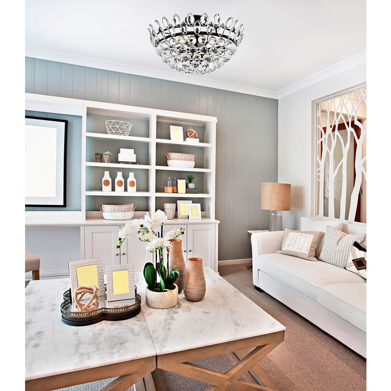 Image 1 Elegant Lighting Emilia 20" Wide Black Finish Crystal Ceiling Light in scene