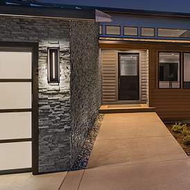 Image1 of Modern Forms Midnight 26" High Black LED Outdoor Wall Light in scene