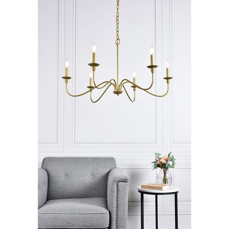 Image 1 Rohan 36" Wide Brass 6-Light Candelabra Chandelier in scene