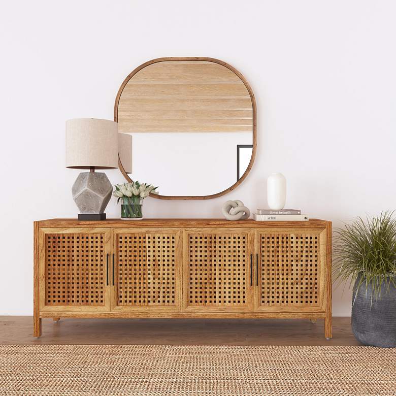 Image 1 Richards Brown Mango Wood 43" Oversized Square Wall Mirror in scene