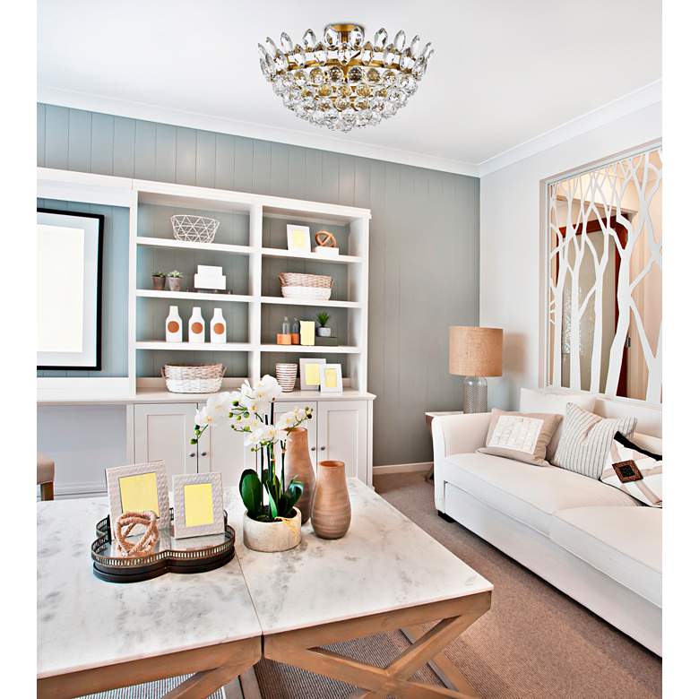Image 1 Emilia 20"W Brass and Clear Crystal 5-Light Ceiling Light in scene