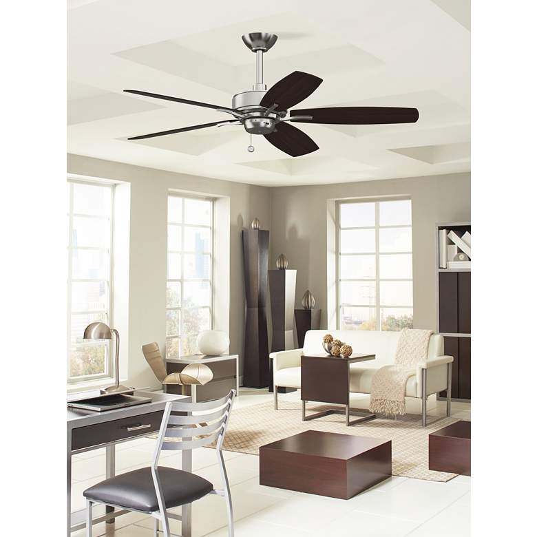 Image 1 52" Fanimation Aire Deluxe Brushed Nickel Pull Chain Ceiling Fan in scene