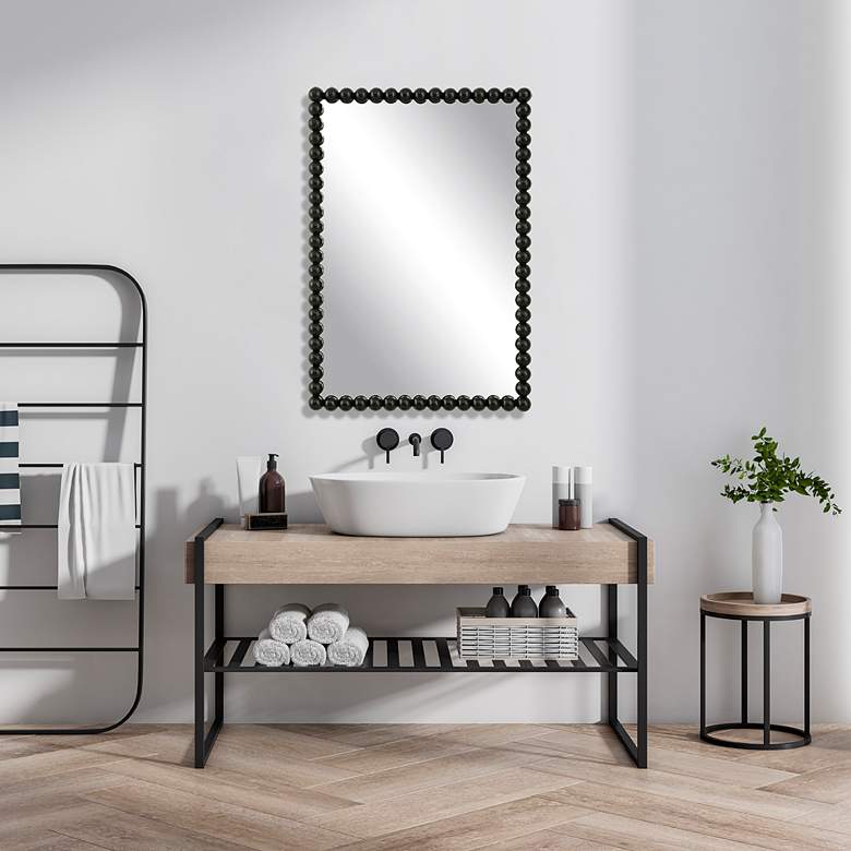 Image 1 Uttermost Serna 30" x 20.5" Black Metal Vanity Mirror in scene