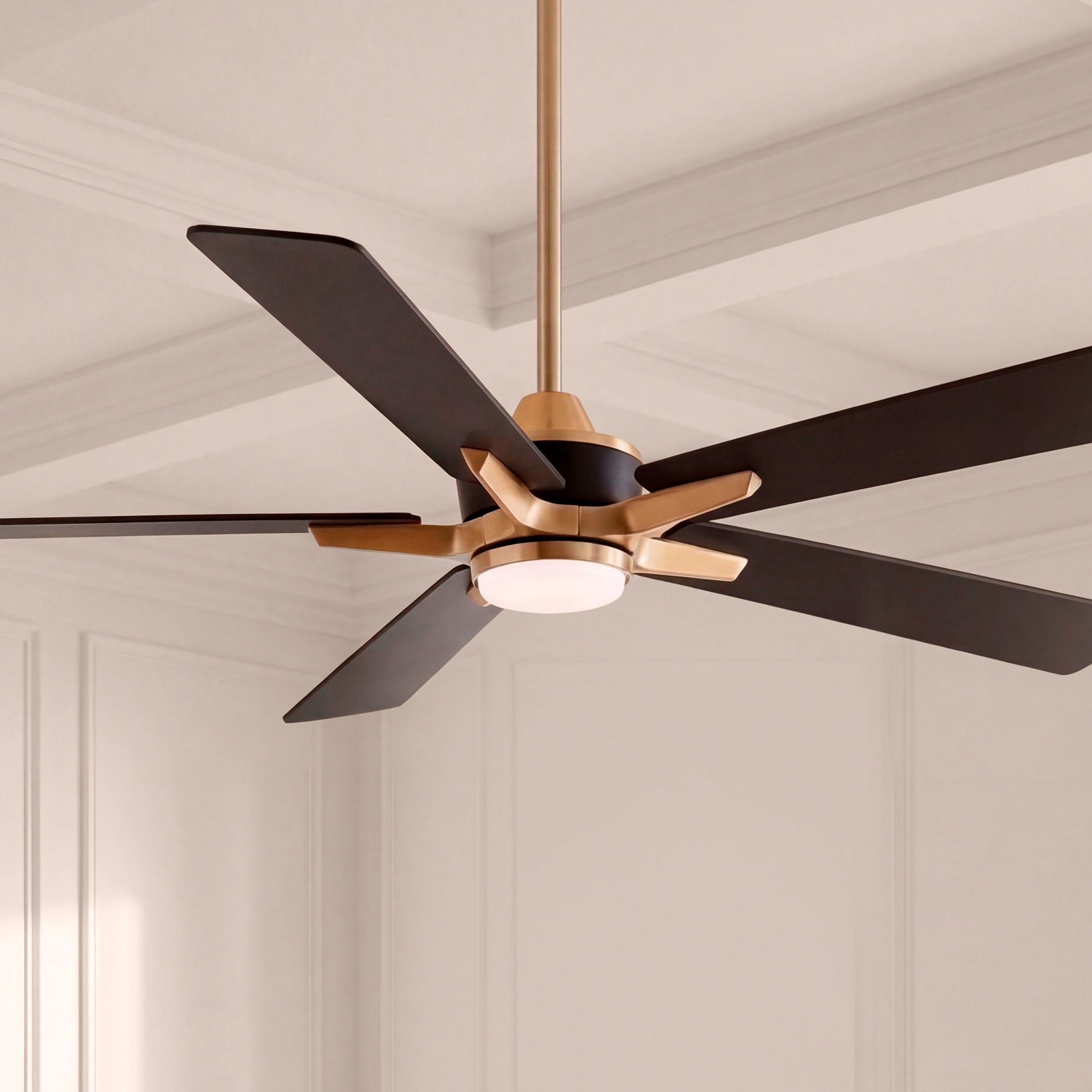Watch A Video About the Casa Vieja Vegas Nights Soft Brass Black LED Remote Ceiling Fan
