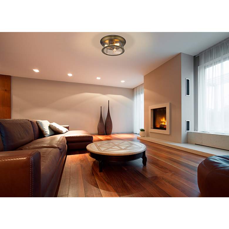 Image 1 Sonna 15 1/2" Wide Heritage Brass 3-Light Ceiling Light in scene