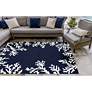 Thumbnail1 of Capri Coral Border 162033 7'6"x9'6" Navy Outdoor Area Rug in scene