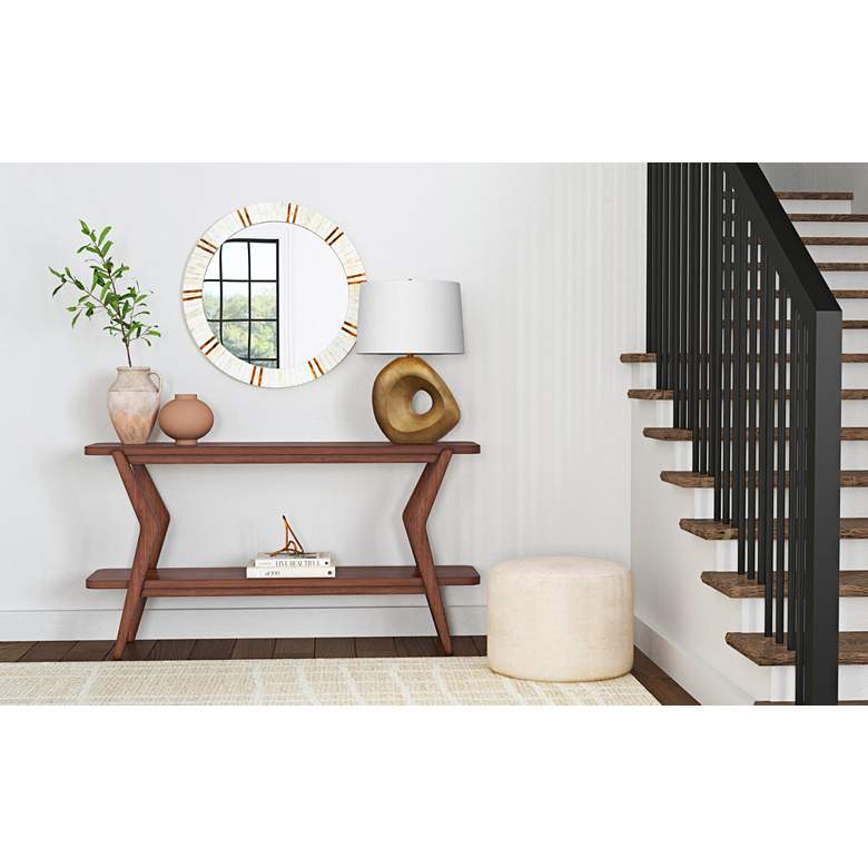 Image 1 Clever Natural Cream 30" Round Wall Mirror in scene