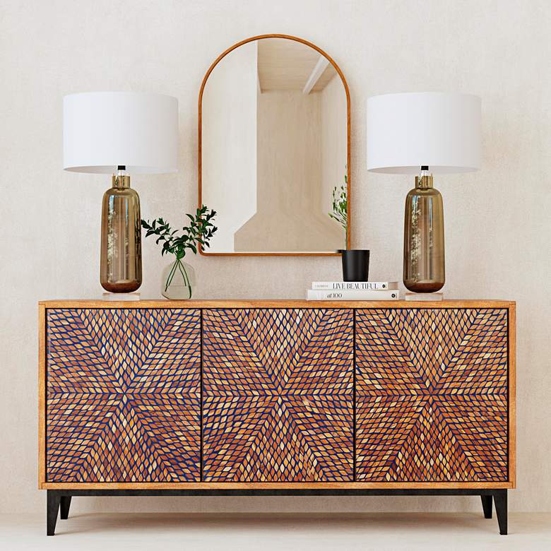 Image 1 Ashalee Natural Oak 24" x 35" Arched Top Wall Mirror in scene