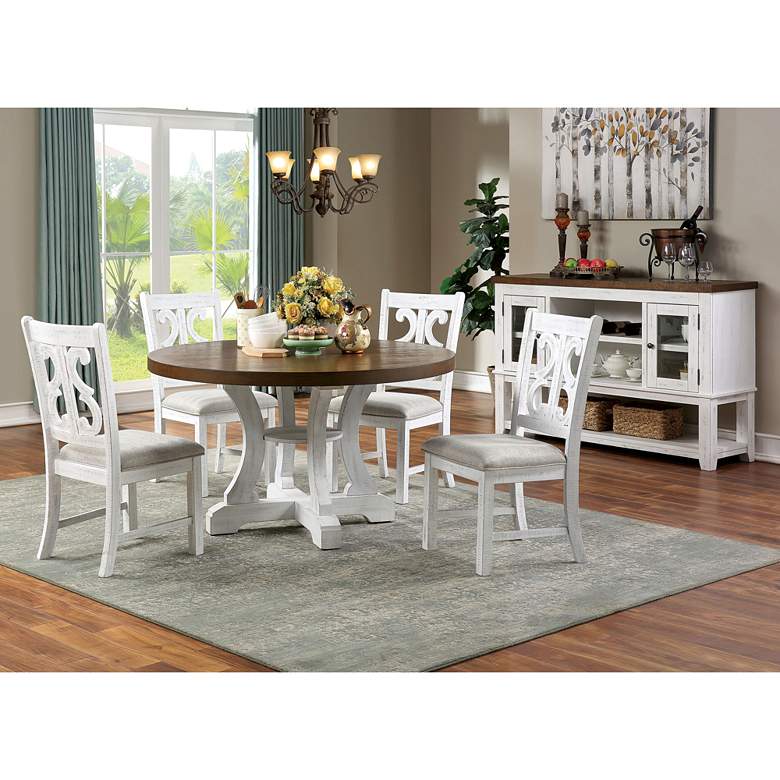 Image 1 Bloombury Gray Fabric and White Wood Dining Chair in scene