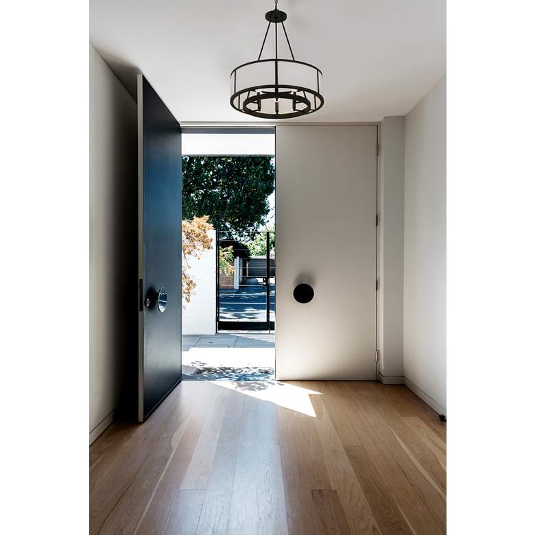 Image 1 Crystorama Bryant 24"W Black Forged 6-Light Drum Chandelier in scene
