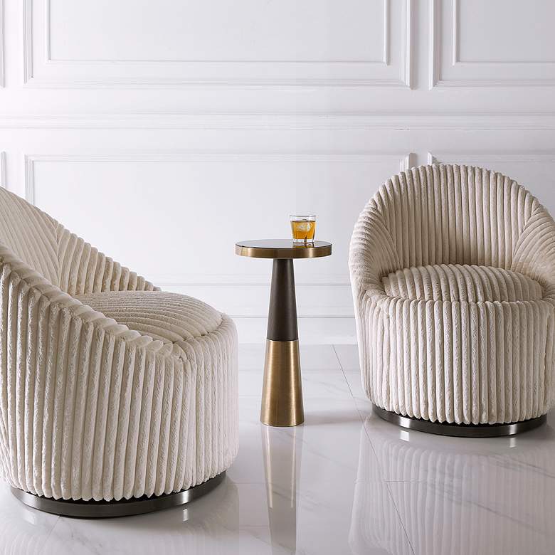 Image 1 Uttermost Fortier 22" High Brass and Espresso Modern Drink Table in scene