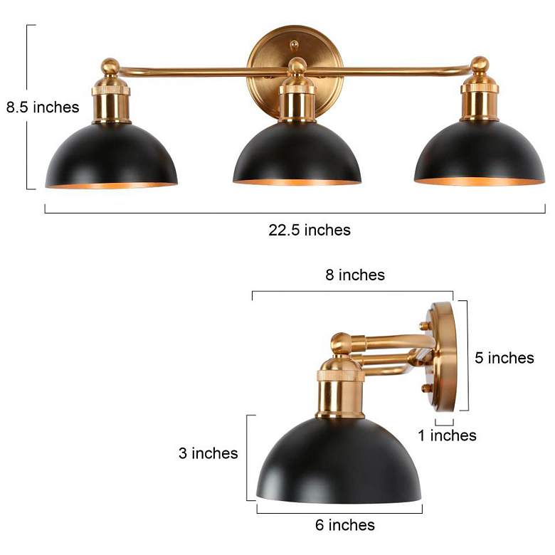 Image 2 22 1/2" Wide Black Bowl 3-Light Bathroom Vanity Light more views