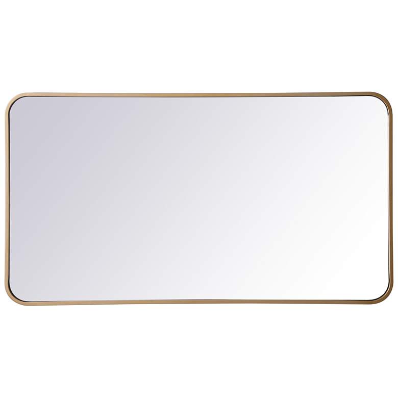Image 1 22-in W x 40-in H Soft Corner Metal Rectangular Wall Mirror in Brass