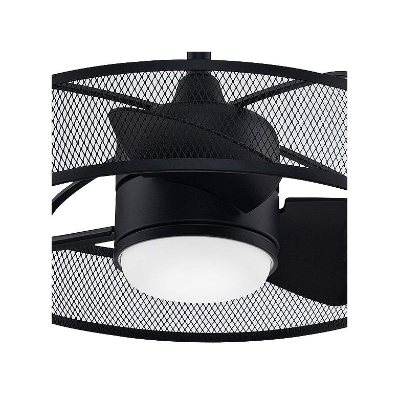 Image 3 22 inch Fanimation Henry Black Finish Damp Rated LED Cage Fan with Remote more views
