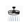 7_22" Fanimation Henry Black Finish Damp Rated LED Cage Fan with Remote more views