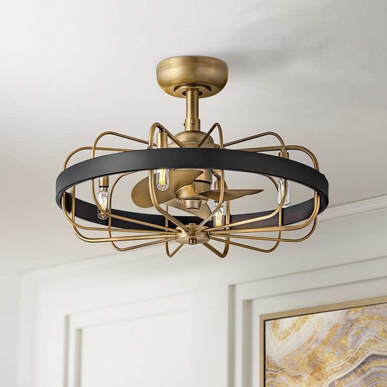 Image 1 22" Hinkley Eli Heritage Brass LED Fandelier Ceiling Fan with Remote