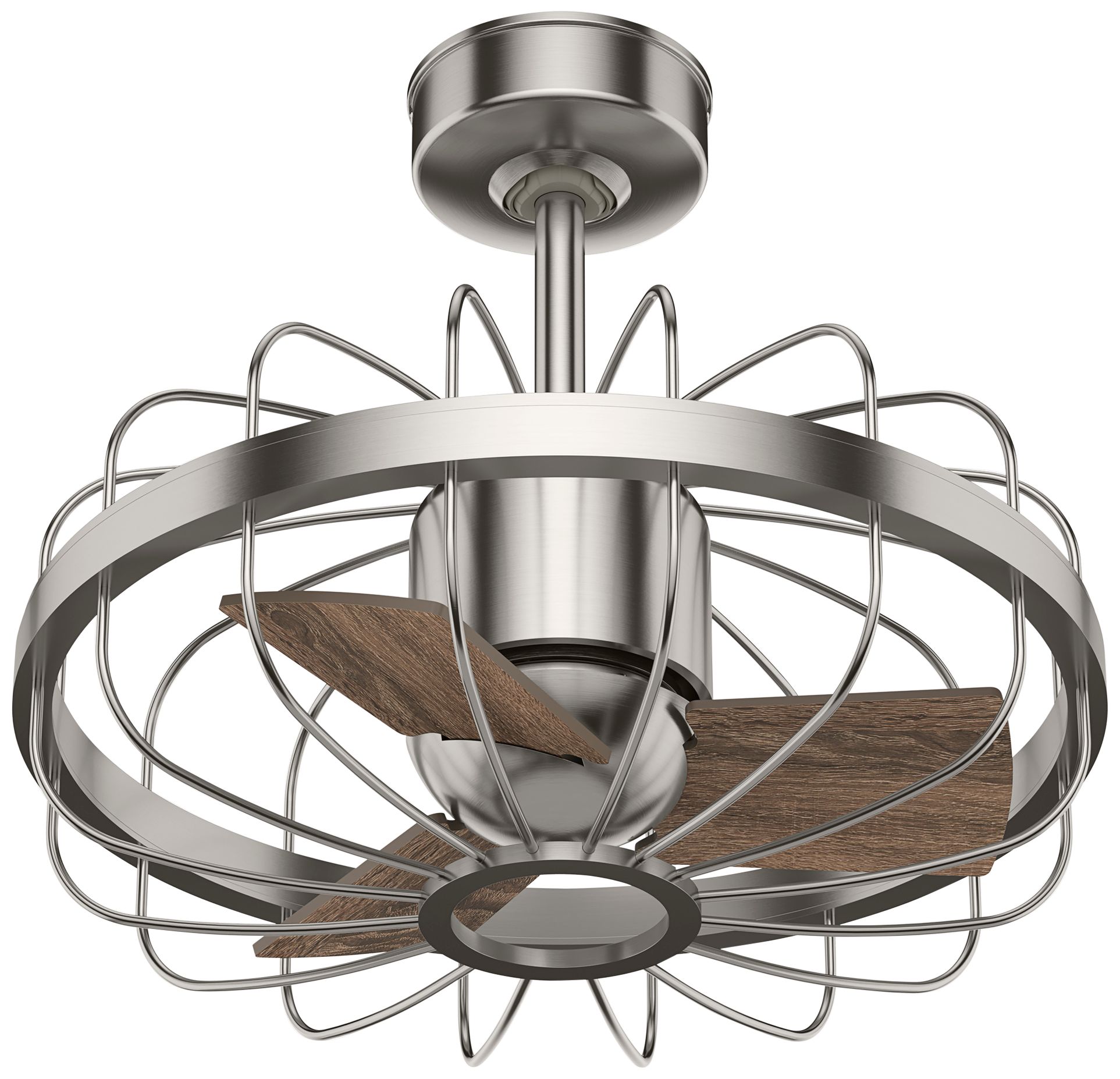 brushed nickel caged ceiling fan