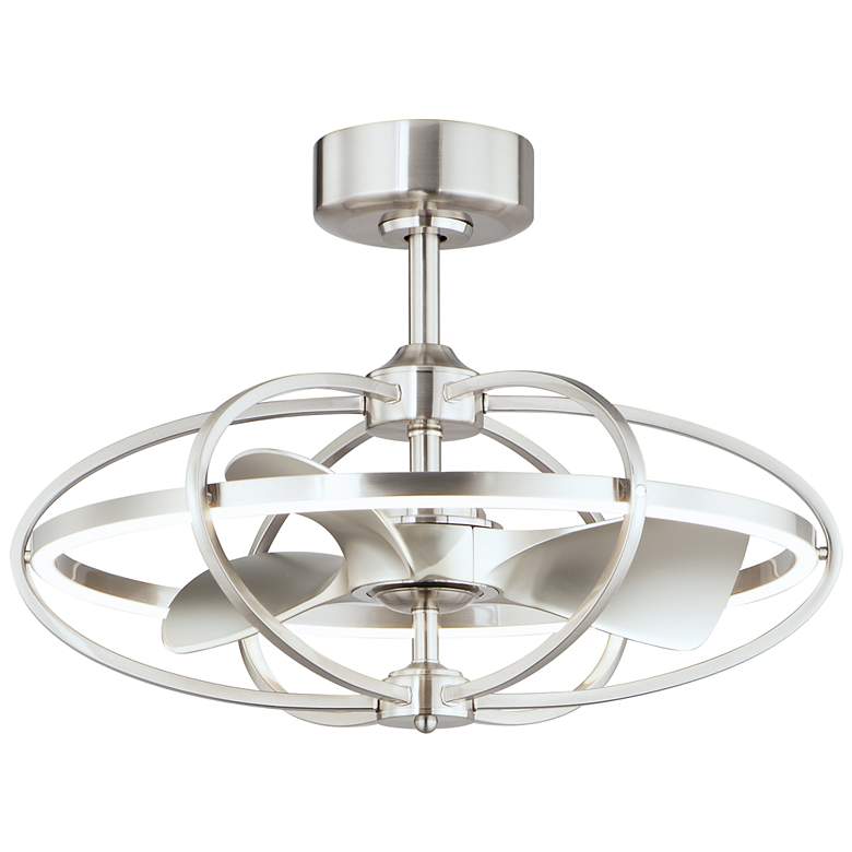 Image 2 22 inch Maxim Corona Satin Nickel CCT LED Fandelier Smart Ceiling Fan