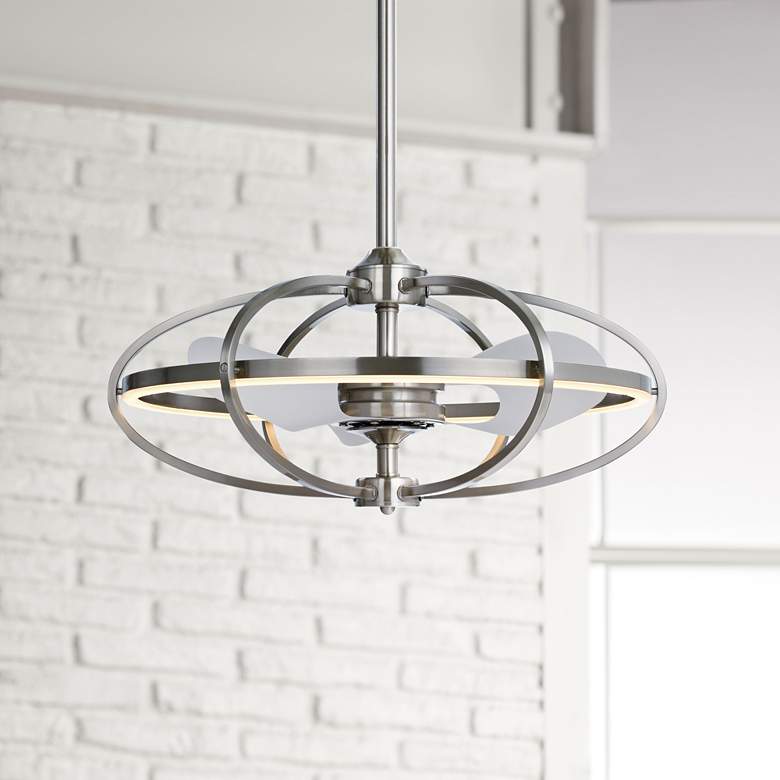 Image 1 22" Maxim Corona Satin Nickel CCT LED Fandelier Smart Ceiling Fan