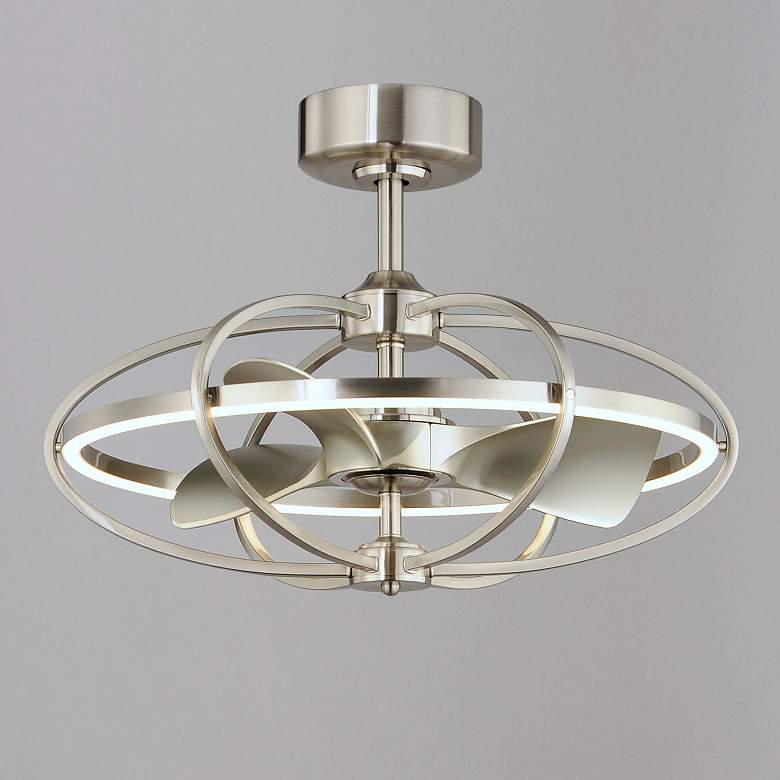 Image 1 22" Maxim Corona Satin Nickel CCT LED Fandelier Smart Ceiling Fan
