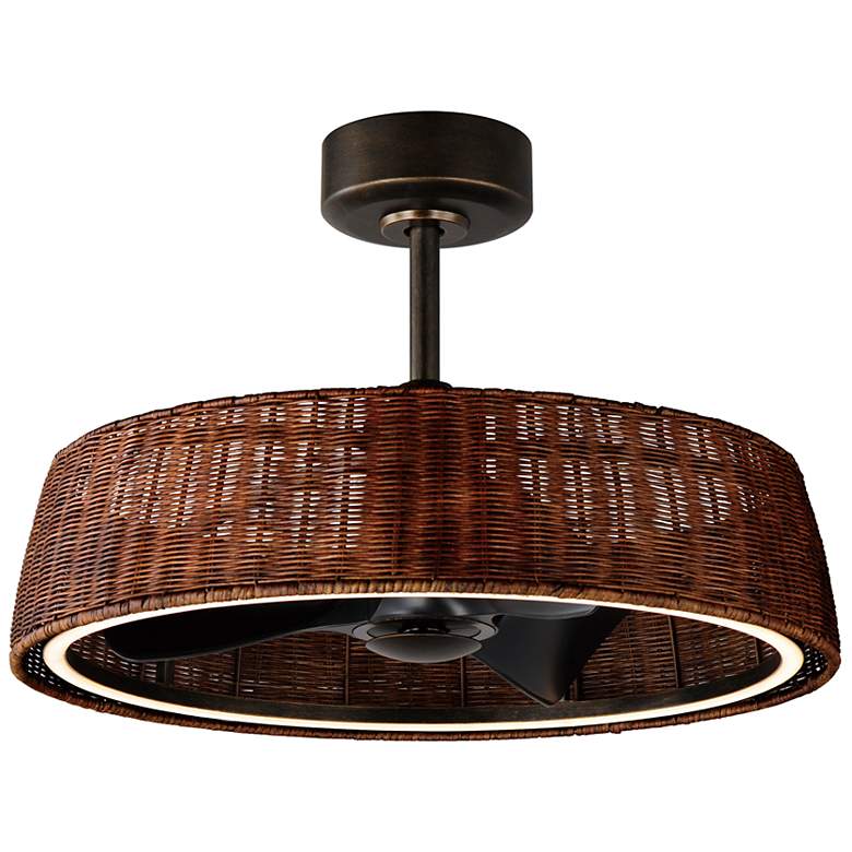 Image 1 22 inch Maxim Tulum Dark Stained Rattan LED Smart Fandelier