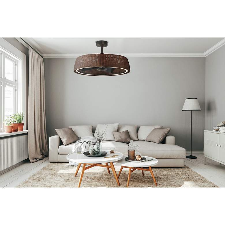 Image 4 22" Maxim Tulum Dark Stained Rattan LED Smart Fandelier more views