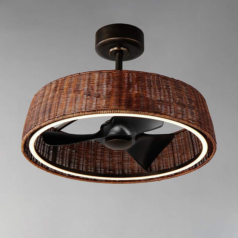Image 6 22" Maxim Tulum Dark Stained Rattan LED Smart Fandelier more views