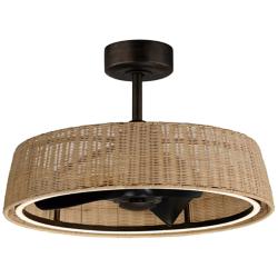 22" Maxim Tulum Natural Wicker Rattan LED Smart Fandelier