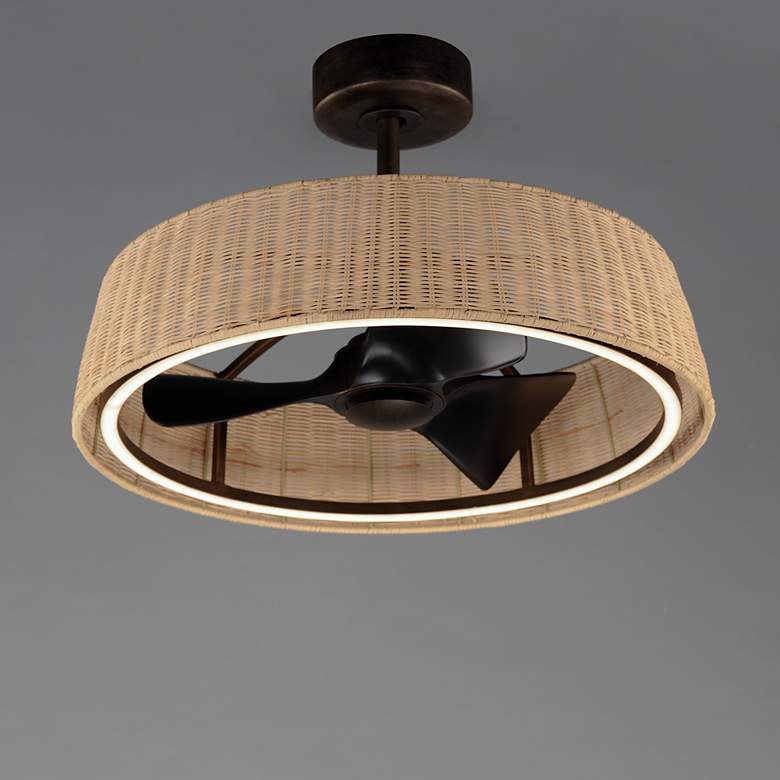 Image 4 22" Maxim Tulum Natural Wicker Rattan LED Smart Fandelier more views