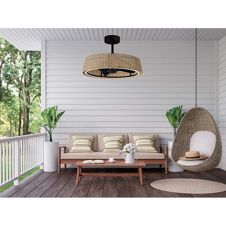 Image 7 22" Maxim Tulum Natural Wicker Rattan LED Smart Fandelier more views