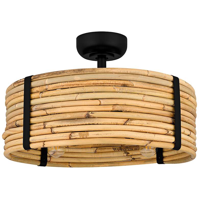 Image 3 22" Quoizel Lachlan Matte Black Rattan 4-Light Fandelier more views
