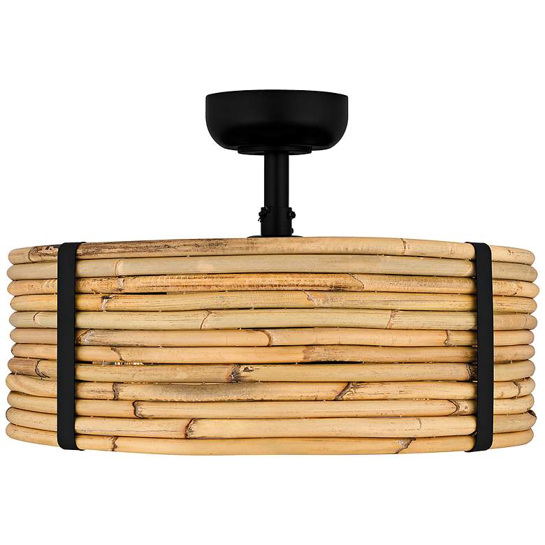 Image 4 22" Quoizel Lachlan Matte Black Rattan 4-Light Fandelier more views