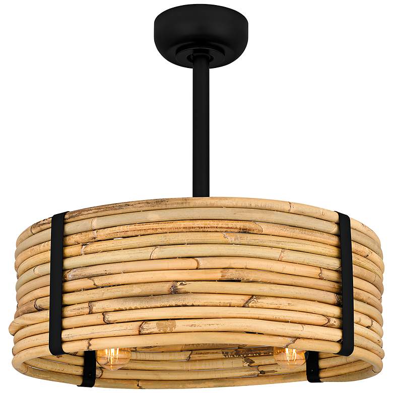 Image 7 22" Quoizel Lachlan Matte Black Rattan 4-Light Fandelier more views
